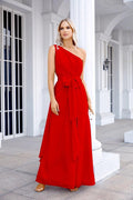 Ladies Chiffon One Shoulder Bridesmaid Evening Dress Wedding Party Evening Dress 28133