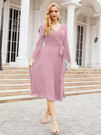 Bridesmaid Dress V-Back Waist Belt Mother of the Bride Wedding Guest 28031