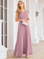Numbersea Bridesmaid Dresses Cape Formal Prom Dress Open Back Gowns for Mother of The Bride 28058