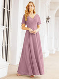 Numbersea Formal Prom Gowns for Mother of The Bride Short Sleeves Bridesmaid Dress 28049