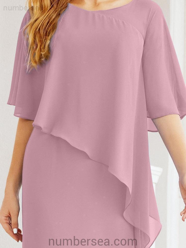 Numbersea Formal Party Gown Dress Long Mother of The Bride Dresses with Ruffle Cape 28026