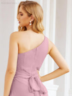 Numbersea One Shoulder Bridesmaid Dresses Long Formal Prom Gowns 28048