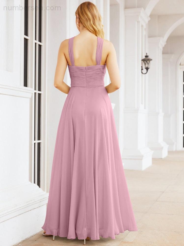 Numbersea Crisscross Halter Bridesmaid Dresses for Party Wedding Evening Prom Maxi Ball Gowns 28053