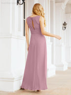 Formal Prom Gown Elegant V-Neck Sleeveless Bridesmaid Dresses for Wedding Party 28037