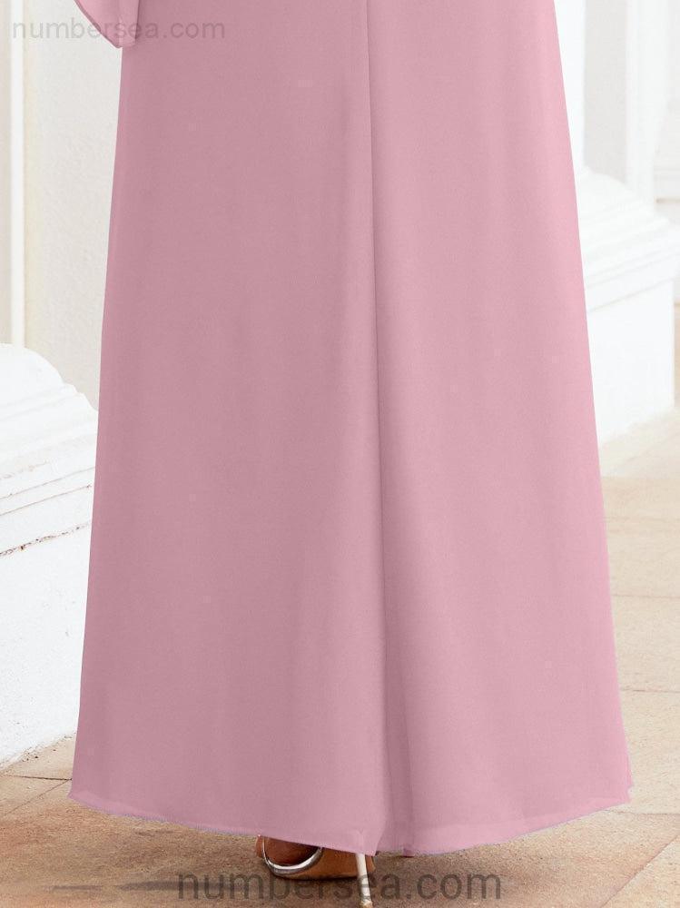 Numbersea Formal Party Gown Dress Long Mother of The Bride Dresses with Ruffle Cape 28026