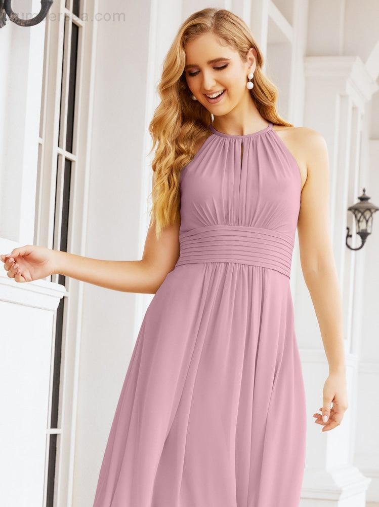 Numbersea Keyhole Bridesmaid Dresses Sleeveless Formal Evening Party Prom Gowns 28043
