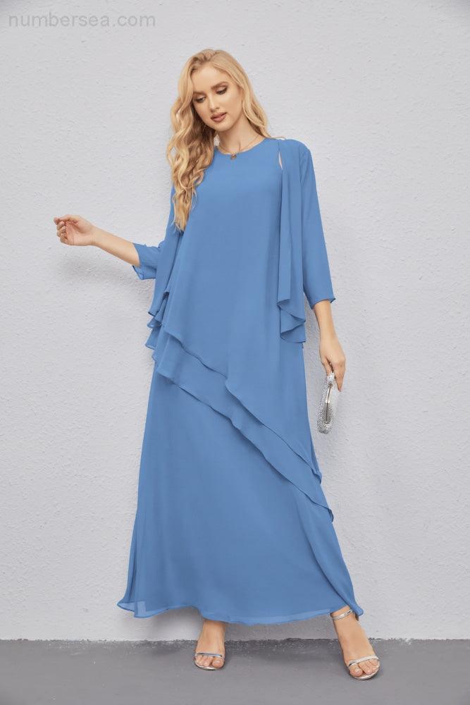 Mother of Bride Dresses with Open Front Lightweight Cardigan Formal Prom Gown  28081