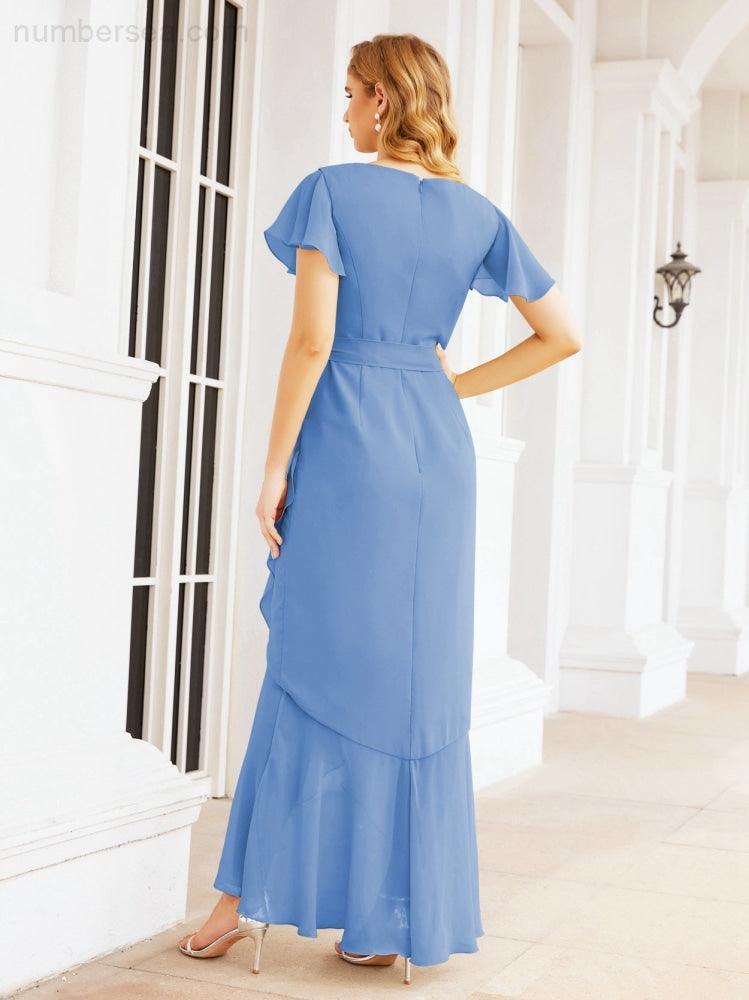 Numbersea Ruffled Bridesmaid Dresses Mermaid Formal Violin Evening Party Prom Gowns 28042