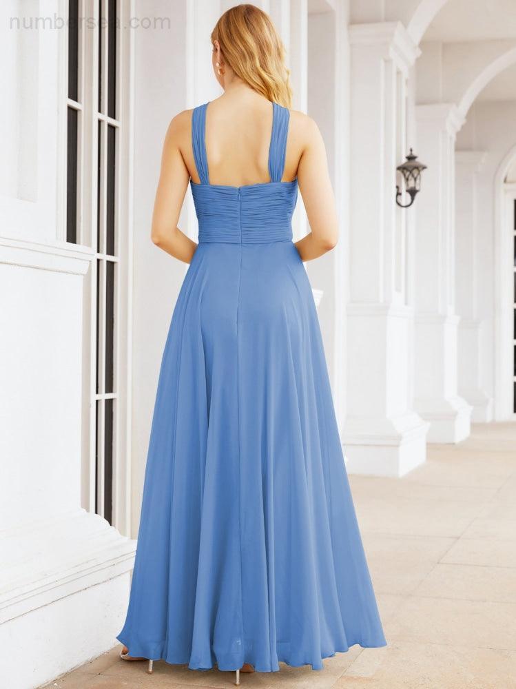 Numbersea Crisscross Halter Bridesmaid Dresses for Party Wedding Evening Prom Maxi Ball Gowns 28053