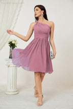 Numbersea Women Chiffon Short One Shoulder Bridesmaid Dress Formal Dresses for Party Homecoming  2804