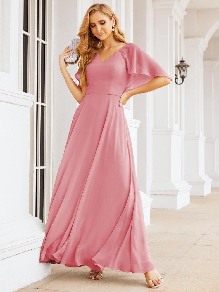 Numbersea Bridesmaid Dresses for Wedding Formal Evening Party Prom Gown with Cape 28050