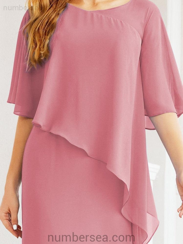 Numbersea Formal Party Gown Dress Long Mother of The Bride Dresses with Ruffle Cape 28026