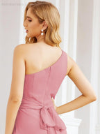 Numbersea One Shoulder Bridesmaid Dresses Long Formal Prom Gowns 28048