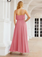 Numbersea  Halter Long Bridesmaid Dresses Formal A line Juniors Dress 28029