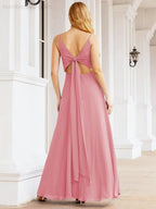 Numbersea Spaghetti Strap Bridesmaid Dresses V Neck Butterfly Back Fromal Evening Party Prom Gown 28036