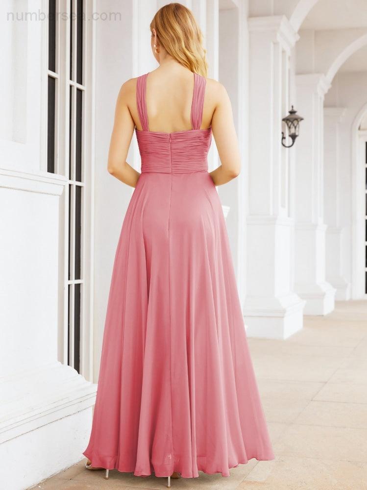 Numbersea Crisscross Halter Bridesmaid Dresses for Party Wedding Evening Prom Maxi Ball Gowns 28053