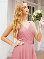 Numbersea Halter Chiffon Bridesmaid Dresses Wedding Appare Sleeveless Formal Prom Dress with Ruffled Back 28035