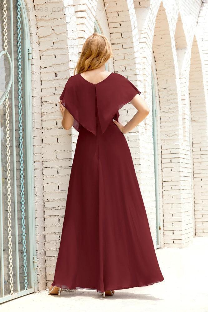 Numbersea  Mother of The Bride Dresses Plus Size V-Neck Floor Length Formal Prom Dress for Wedding Guest 28020