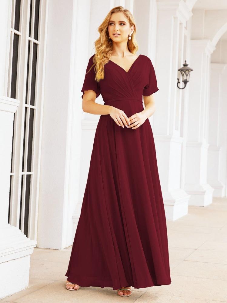 Numbersea Formal Prom Gowns for Mother of The Bride Short Sleeves Bridesmaid Dress 28049