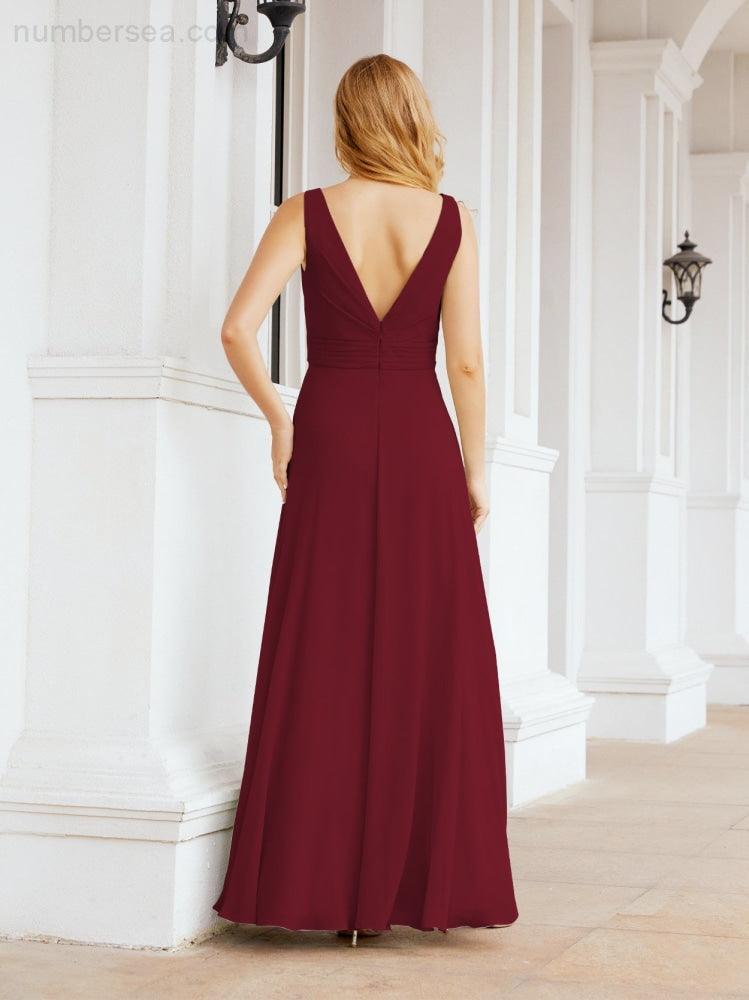 Numbersea Bridesmaid Dresses for Wedding Ruffles Long Formal Prom Gowns 28039