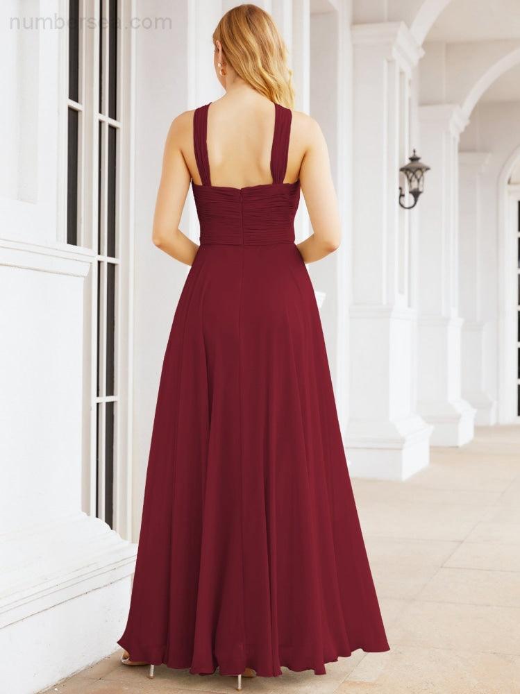 Numbersea Crisscross Halter Bridesmaid Dresses for Party Wedding Evening Prom Maxi Ball Gowns 28053