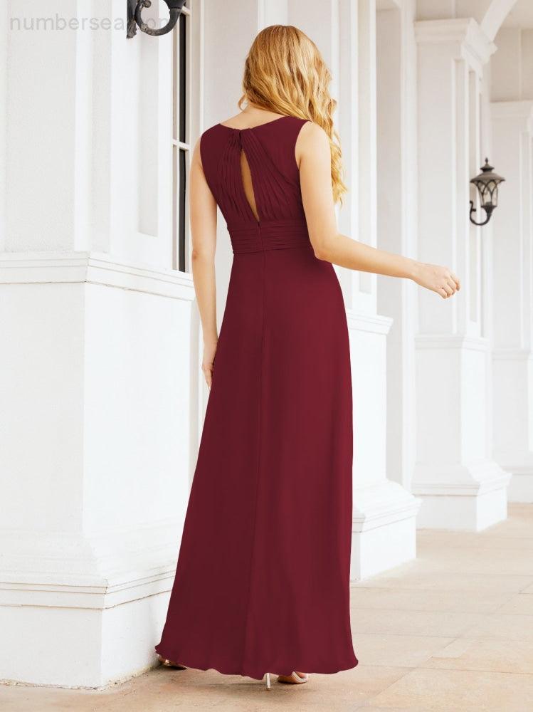 Formal Prom Gown Elegant V-Neck Sleeveless Bridesmaid Dresses for Wedding Party 28037