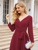 Bridesmaid Dress V-Back Waist Belt Mother of the Bride Wedding Guest 28031