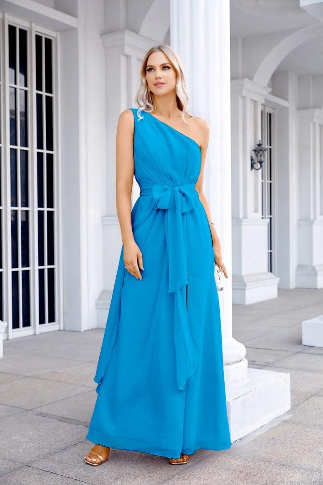 Ladies Chiffon One Shoulder Bridesmaid Evening Dress Wedding Party Evening Dress 28133