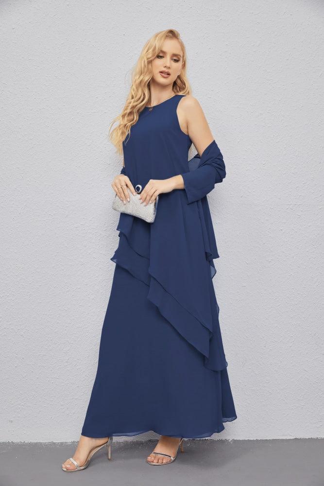 Mother of Bride Dresses with Open Front Lightweight Cardigan Formal Prom Gown  28081