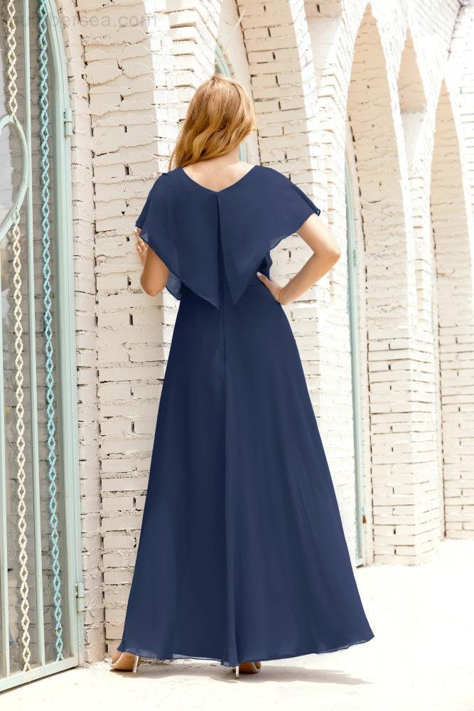 Numbersea  Mother of The Bride Dresses Plus Size V-Neck Floor Length Formal Prom Dress for Wedding Guest 28020