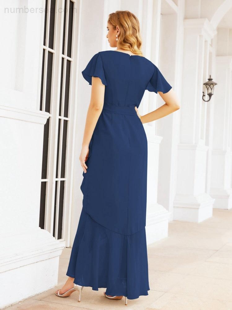 Numbersea Ruffled Bridesmaid Dresses Mermaid Formal Violin Evening Party Prom Gowns 28042