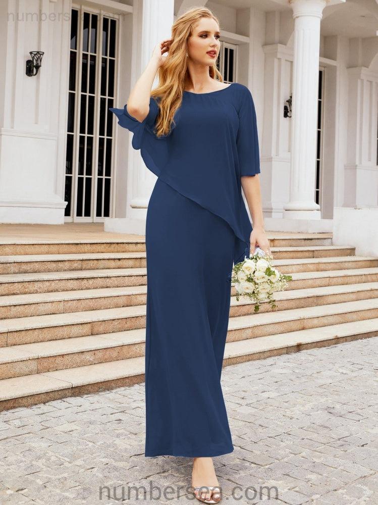 Numbersea Formal Party Gown Dress Long Mother of The Bride Dresses with Ruffle Cape 28026