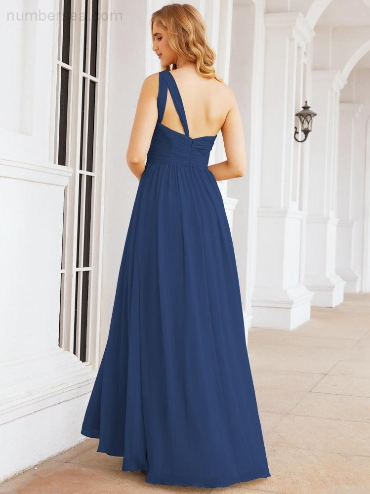 Numbersea One Shoulder Bridesmaid Dresses Long Maxi Formal Evening Party Prom Gowns 28061