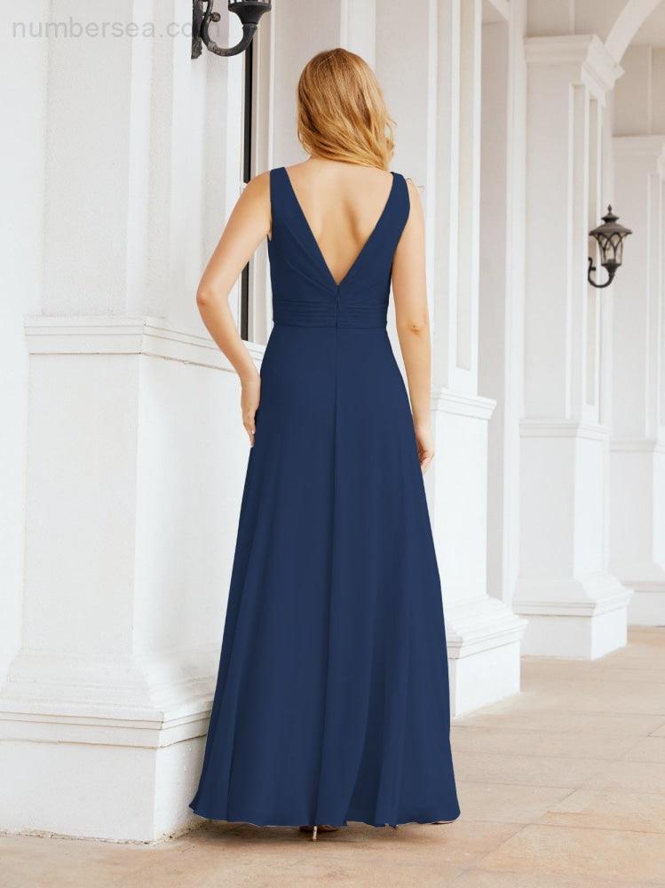 Numbersea Bridesmaid Dresses for Wedding Ruffles Long Formal Prom Gowns 28039