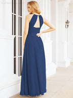 Numbersea Sleeveless Bridesmaid Dresses Long Prom Gown Zipper with Keyhole Back 28056