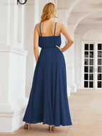 Numbersea  Halter Long Bridesmaid Dresses Formal A line Juniors Dress 28029