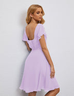 Numbersea U Back Homecoming Dress Formal Prom Dress Knee Length Short Sleeves Cocktail Party Dress 28077