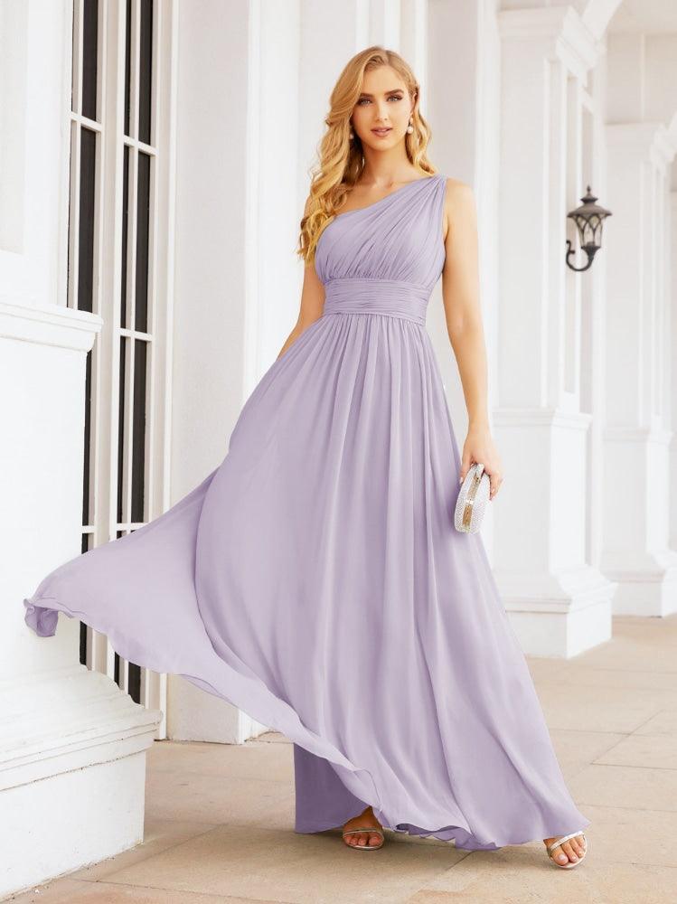 Numbersea One Shoulder Bridesmaid Dresses Long Maxi Formal Evening Party Prom Gowns 28061