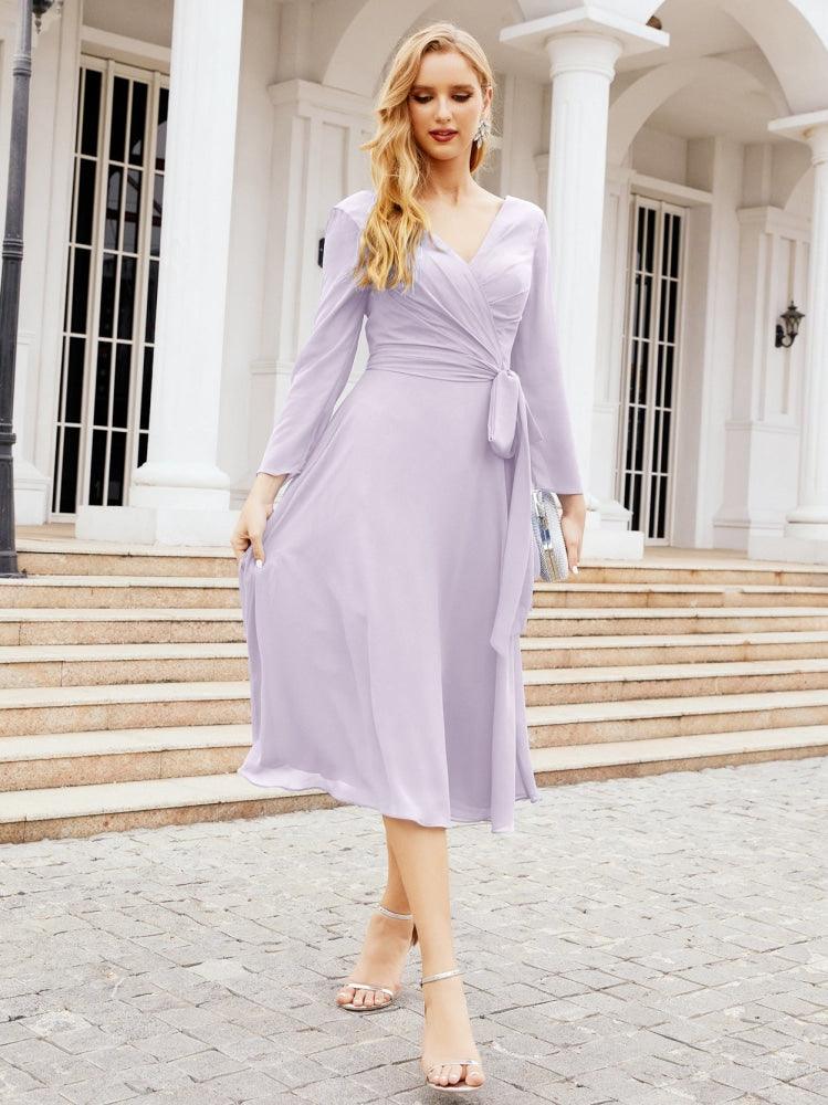 Bridesmaid Dress V-Back Waist Belt Mother of the Bride Wedding Guest 28031