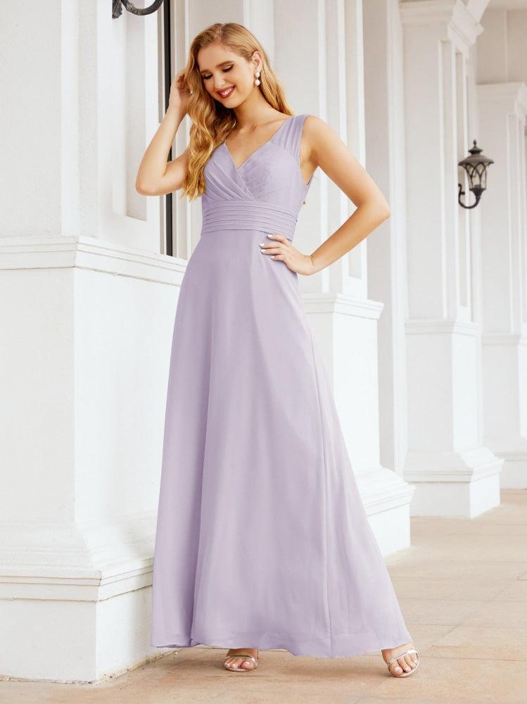 Formal Prom Gown Elegant V-Neck Sleeveless Bridesmaid Dresses for Wedding Party 28037