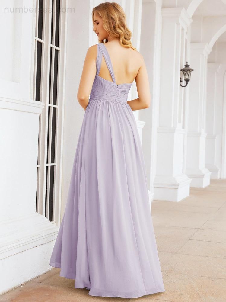 Numbersea One Shoulder Bridesmaid Dresses Long Maxi Formal Evening Party Prom Gowns 28061