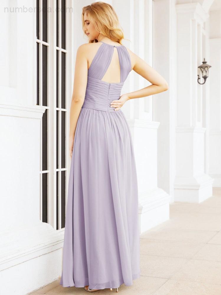 Numbersea Sleeveless Bridesmaid Dresses Long Prom Gown Zipper with Keyhole Back 28056