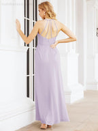 Numbersea Spaghetti Strap Bridesmaid Dresses V-Neck Long A-Line Formal Prom Gowns 28063