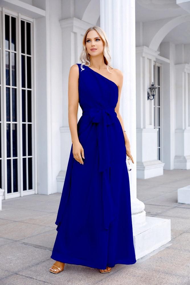 Ladies Chiffon One Shoulder Bridesmaid Evening Dress Wedding Party Evening Dress 28133