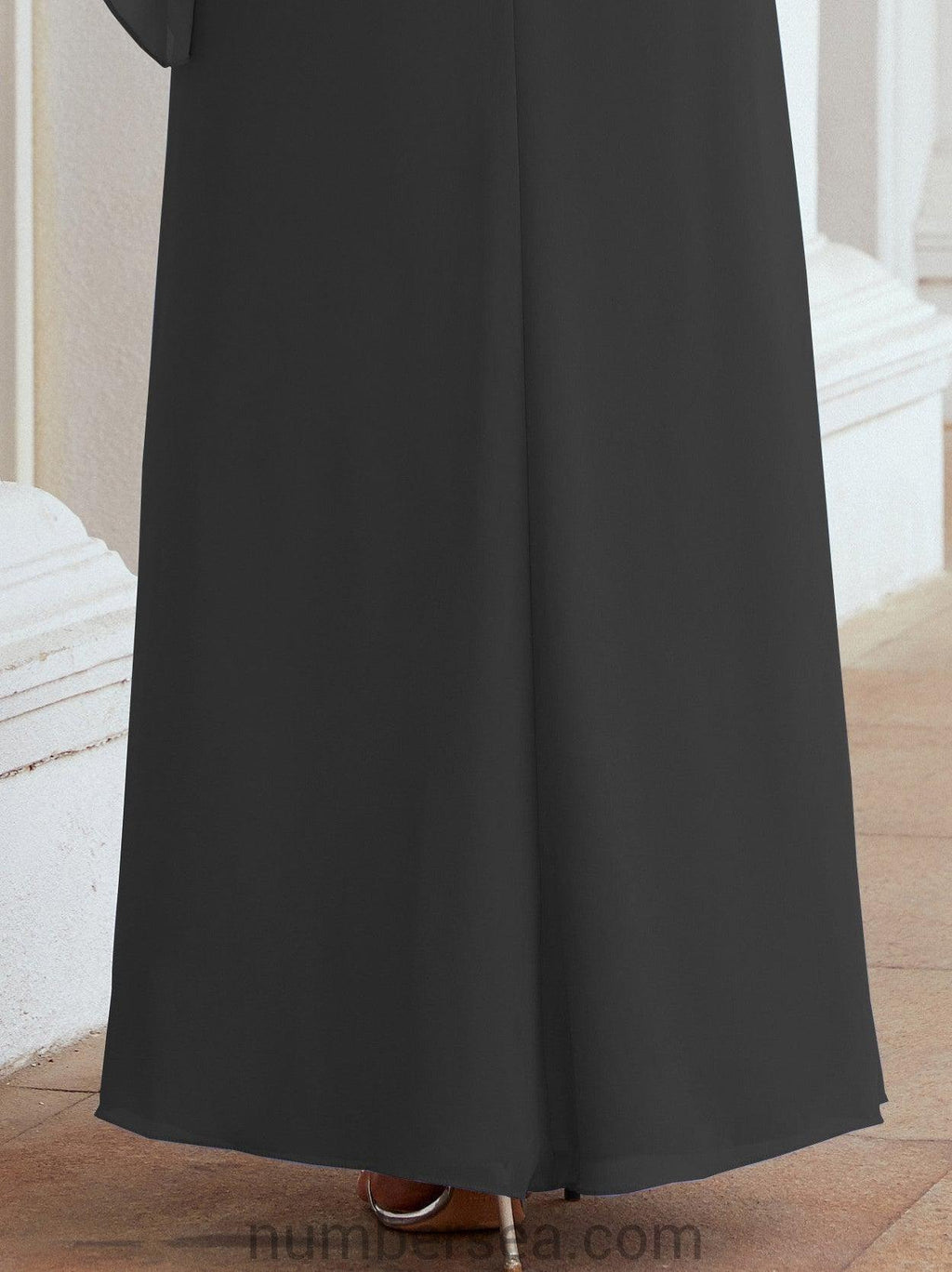 Numbersea Formal Party Gown Dress Long Mother of The Bride Dresses with Ruffle Cape 28026