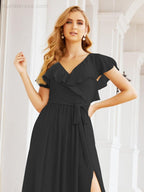 Bridesmaid Dresses with Flutter Sleeves Formal Evening Party Prom Gowns 28044
