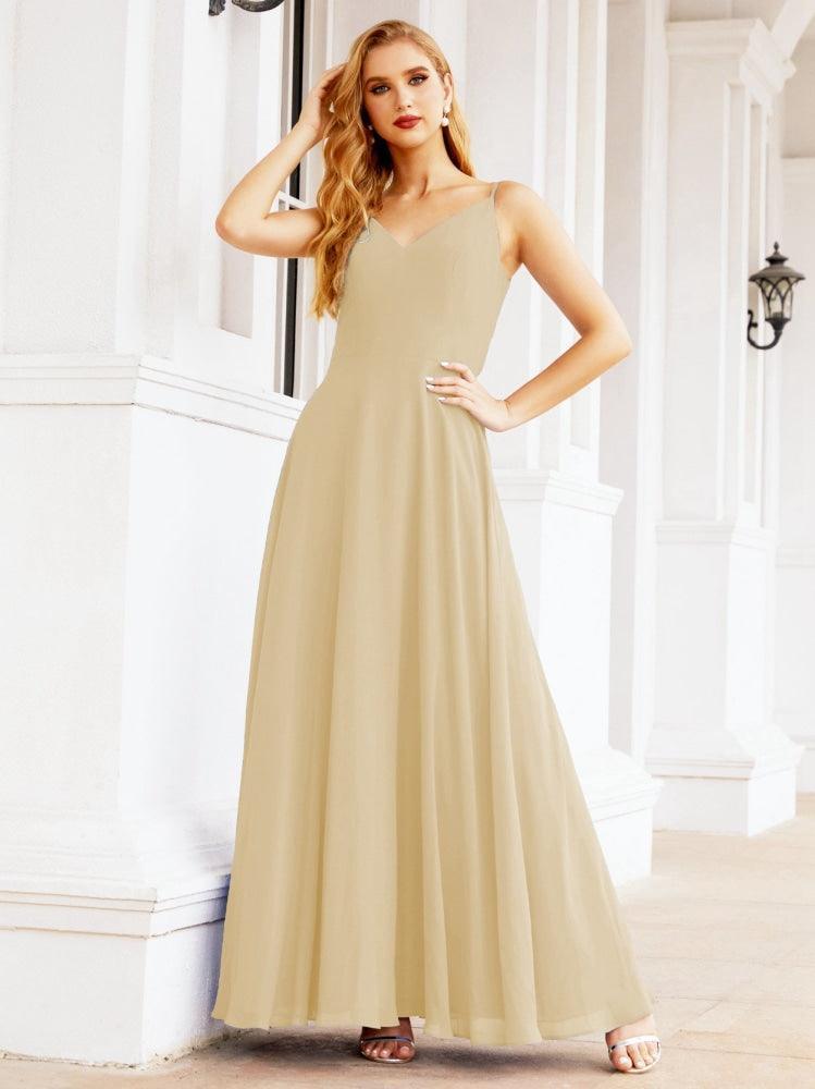 Numbersea Spaghetti Strap Bridesmaid Dresses V Neck Butterfly Back Fromal Evening Party Prom Gown 28036