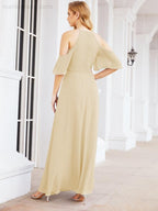 Numbersea Cold Shoulder Bridesmaid Dresses A-Line Long Formal Evening Gowns 28074
