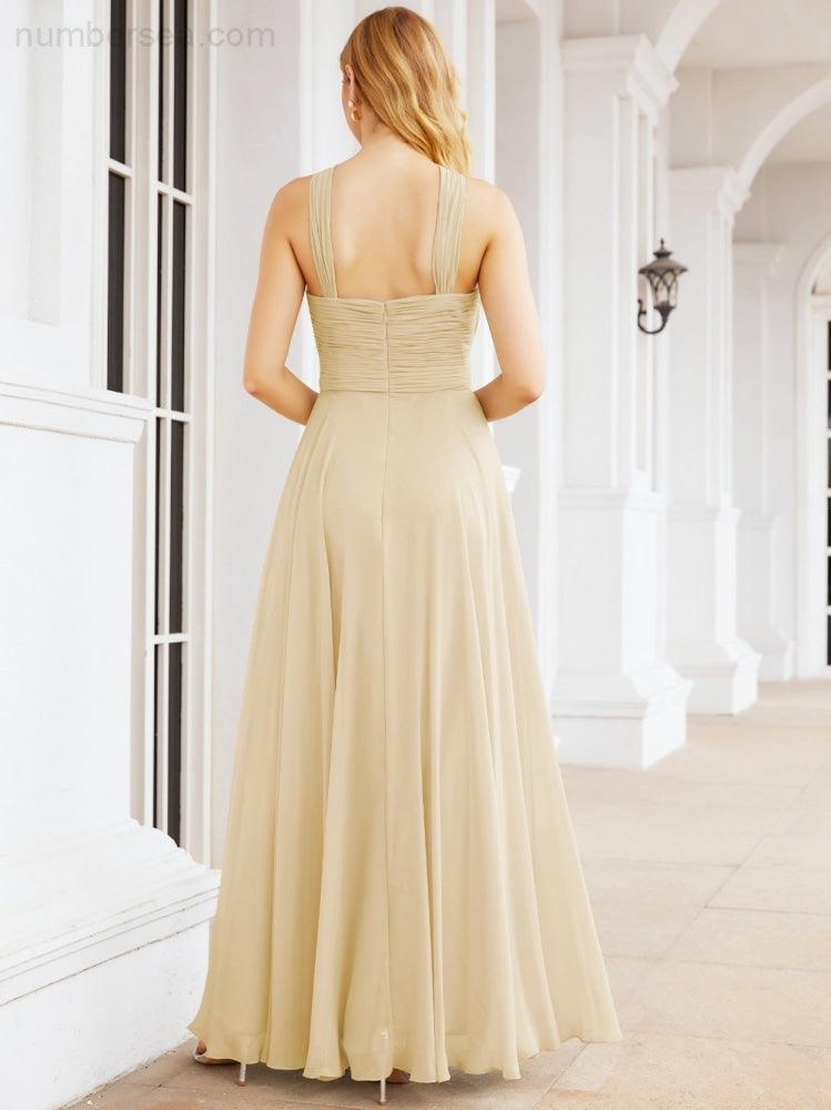 Numbersea Crisscross Halter Bridesmaid Dresses for Party Wedding Evening Prom Maxi Ball Gowns 28053