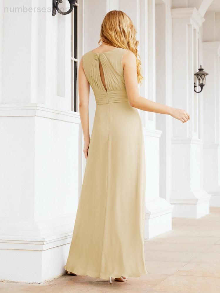 Formal Prom Gown Elegant V-Neck Sleeveless Bridesmaid Dresses for Wedding Party 28037